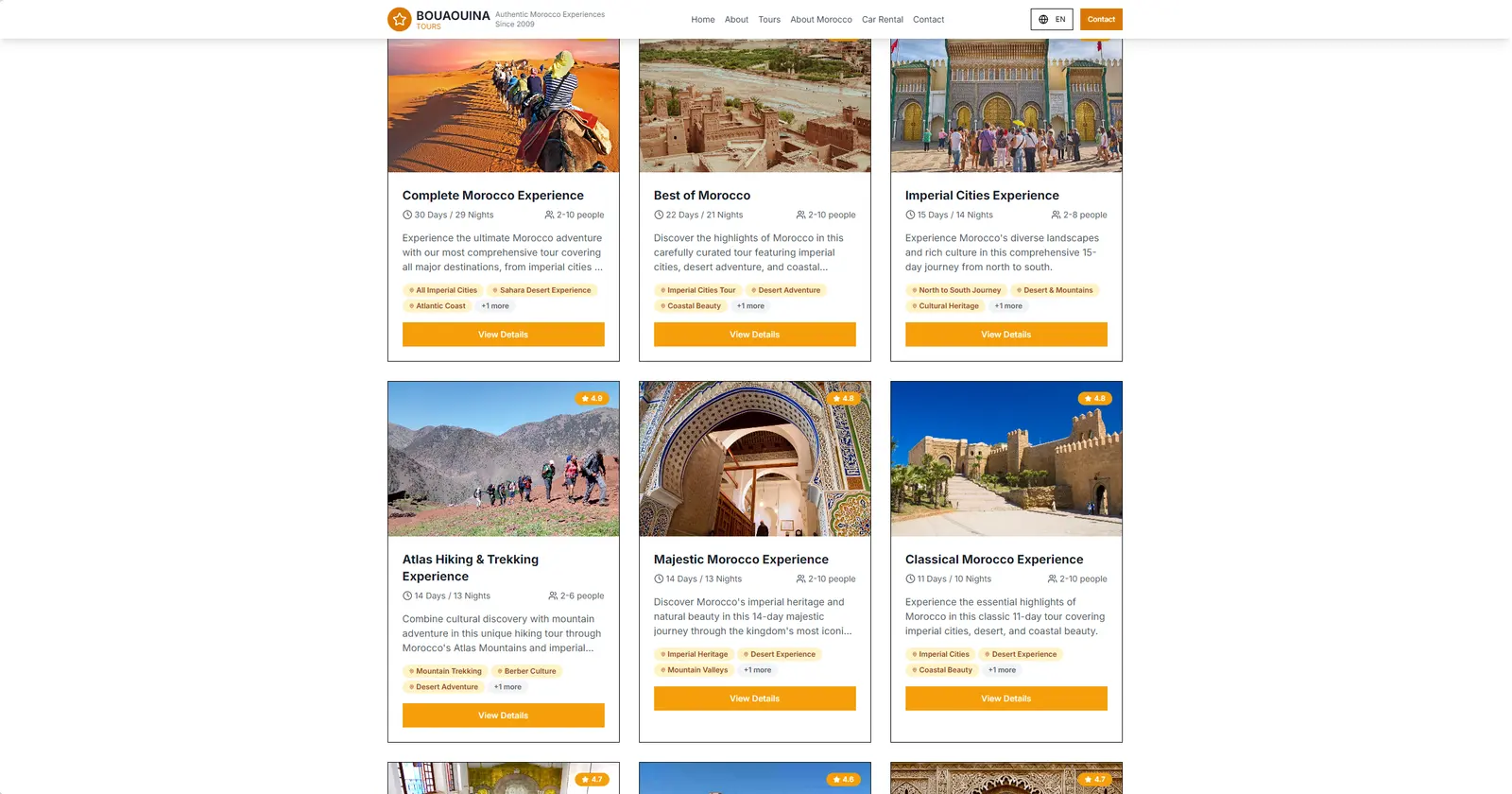 Site d'expériences touristiques au Maroc