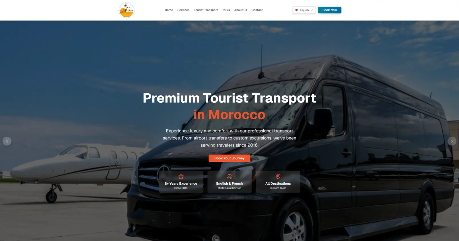 Exemple de site de transport touristique réalisé par Builddle